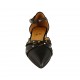 Scarpa aperta da donna con cinturino e borchie in pelle nera tacco 1 - Misure disponibili: 45, 46