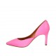 Escarpin pour femmes à côté ouvert en cuir fuchsia fluorescent talon 8 - Pointures disponibles:  42