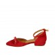 Scarpa aperta da donna con cinturino e borchie in camoscio rosso tacco 2 - Misure disponibili: 33, 42, 43, 44, 45, 46