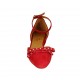 Scarpa aperta da donna con cinturino e borchie in camoscio rosso tacco 2 - Misure disponibili: 33, 42, 43, 45, 46
