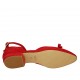 Scarpa aperta da donna con cinturino e borchie in camoscio rosso tacco 2 - Misure disponibili: 33, 42, 43, 45, 46