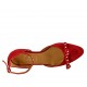 Scarpa aperta da donna con cinturino e borchie in camoscio rosso tacco 2 - Misure disponibili: 33, 42, 43, 45, 46
