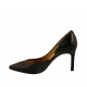 Scarpa da donna aperta al lato in pelle nera tacco 8 - Misure disponibili: 31, 32, 34, 43, 44, 45, 46