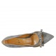 Escarpin à bout pointu pour femmes avec nœud et goujons en tissu transparent à pois et daim bleu gris talon 7 - Pointures disponibles:  34, 42, 43, 44, 45, 46
