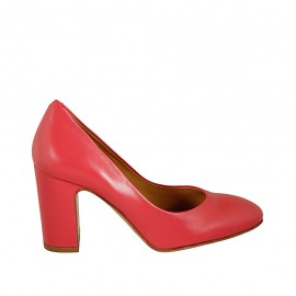 Decolté da donna in pelle rossa tacco 8 - Misure disponibili: 32, 33, 34, 43, 45
