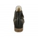 Woman's ankle boot with zipper, buckle and studs in black leather heel 3 - Available sizes:  42, 43, 44, 46