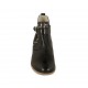 Woman's ankle boot with zipper, buckle and studs in black leather heel 3 - Available sizes:  42, 43, 44, 46