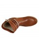Bottines pour femmes avec fermeture éclair, boucles et goujons en cuir et cuir perforé brun clair talon 3 - Pointures disponibles:  33, 42, 43, 44