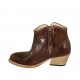 Woman's Texan ankle boot with zipper and platinum stars in brown leather heel 5 - Available sizes:  32, 33, 34, 42, 45