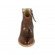 Woman's Texan ankle boot with zipper and platinum stars in brown leather heel 5 - Available sizes:  32, 33, 34, 42, 45