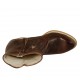 Botin tejano para mujer con cremallera y estrellas platino en piel marron tacon 5 - Tallas disponibles:  32, 33, 34, 42, 45