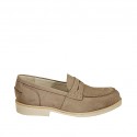 Men's loafer in grey nubuck leather 