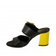 Sabot da donna con fibbia in pelle nera e vernice gialla tacco 7 - Misure disponibili: 31, 32, 33, 34, 42