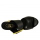 Sabo abierto para mujer con hebilla en piel negra y charol amarillo tacon 7 - Tallas disponibles:  31, 32, 33, 34, 42