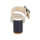 Woman's mules with buckle in white leather and blue patent leather heel 7 - Available sizes:  32, 42, 43, 44