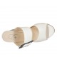 Pantolette für Damen mit Schnalle aus weissem Leder und blauem Lackleder Absatz 7 - Verfügbare Größen:  32, 42, 43, 44
