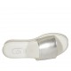 Woman's mules in silver laminated leather wedge heel 3 - Available sizes:  32, 33, 42, 43, 44