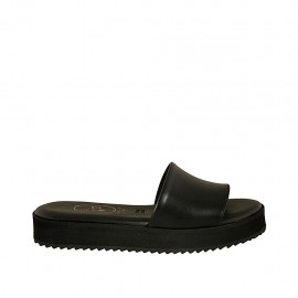 Mule pour femmes en cuir noir talon compensé 3 - Pointures disponibles:  42