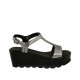 Sandalo da donna in pelle nera e vernice grigia con plateau e zeppa 6 - Misure disponibili: 31, 33, 34, 42, 43, 44, 45, 46