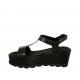 Sandalo da donna in pelle nera e vernice grigia con plateau e zeppa 6 - Misure disponibili: 31, 33, 34, 42, 43, 44, 45, 46