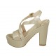 Sandalo con cinturino e plateau da donna laminato platino tacco 12 - Misure disponibili: 31, 32, 33, 34, 42, 43, 44
