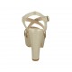 Sandalo con cinturino e plateau da donna laminato platino tacco 12 - Misure disponibili: 31, 32, 33, 34, 42, 43, 44