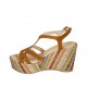 Sandalia para mujer con plataforma en gamuza color cuero y cuña multicolor 9 - Tallas disponibles:  32, 34, 42, 43, 44, 45