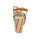 Sandalia para mujer con plataforma en gamuza color cuero y cuña multicolor 9 - Tallas disponibles:  32, 34, 42, 43, 44, 45