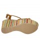 Sandalia para mujer con plataforma en gamuza color cuero y cuña multicolor 9 - Tallas disponibles:  32, 34, 42, 43, 44, 45