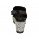 Woman's sandal with velcro strap in black laminated leather and grey fabric wedge heel 6 - Available sizes:  43, 45, 46