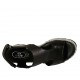 Woman's sandal with velcro strap in black laminated leather and grey fabric wedge heel 6 - Available sizes:  43, 45, 46