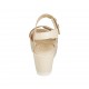 Sandalo da donna con velcro e borchie in pelle e vernice beige zeppa 6 - Misure disponibili: 31, 33, 34, 42, 43, 44, 45, 46