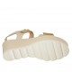 Sandalo da donna con velcro e borchie in pelle e vernice beige zeppa 6 - Misure disponibili: 31, 33, 34, 42, 43, 44, 45, 46