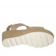 Sandalo da donna in pelle laminata e tessuto platino con velcro, plateau e zeppa in corda 6 - Misure disponibili: 42, 43, 46