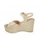 Sandale pour femmes en daim imprimé et lamé platine et taupe avec courroie, plateforme et talon compensé 9 - Pointures disponibles:  32, 43, 44, 45