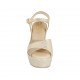 Sandale pour femmes en daim imprimé et lamé platine et taupe avec courroie, plateforme et talon compensé 9 - Pointures disponibles:  32, 43, 44, 45