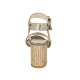 Sandalo da donna con cinturino in camoscio stampato laminato taupe e platino tacco 7 - Misure disponibili: 42, 43, 44, 46