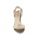 Woman's strap sandal in taupe and platinum laminated printed suede heel 7 - Available sizes:  42, 43, 44, 46