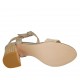 Sandalo da donna con cinturino in camoscio stampato laminato taupe e platino tacco 7 - Misure disponibili: 42, 43, 44, 46