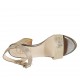 Sandalo da donna con cinturino in camoscio stampato laminato taupe e platino tacco 7 - Misure disponibili: 42, 43, 44, 46