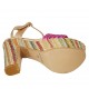 Sandalo con cinturino da donna con plateau in pelle laminata rame e fuchsia e tessuto multicolore tacco 12 - Misure disponibili: 31, 33, 34, 42, 43, 44