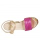 Sandalo con cinturino da donna con plateau in pelle laminata rame e fuchsia e tessuto multicolore tacco 12 - Misure disponibili: 31, 33, 34, 42, 43, 44
