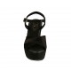 Woman's strap sandal in black laminated and printed suede with platform and wedge heel 9 - Available sizes:  32, 42, 43, 44, 45