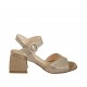 Sandalo da donna con cinturino in camoscio stampato e laminato taupe e platino tacco 5 - Misure disponibili: 31, 44, 45