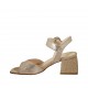 Woman's sandal with strap in taupe laminated and printed suede heel 5 - Available sizes:  31, 44, 45