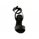 Woman's sandal with anklestrap in glittery black laminated leather heel 7 - Available sizes:  43, 46