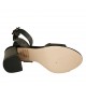Sandale pour femmes avec courroie à la cheville en cuir lamé noir scintillant talon 7 - Pointures disponibles:  43, 46