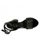 Sandale pour femmes avec courroie à la cheville en cuir lamé noir scintillant talon 7 - Pointures disponibles:  43, 46