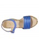Sandalo da donna in camoscio e pelle laminata blu e tessuto multicolore con cinturino, plateau e zeppa 9 - Misure disponibili: 32, 33, 34, 42, 43, 44, 45