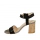 Woman's strap sandal in black laminated printed suede heel 7 - Available sizes:  31, 42, 43, 44, 46